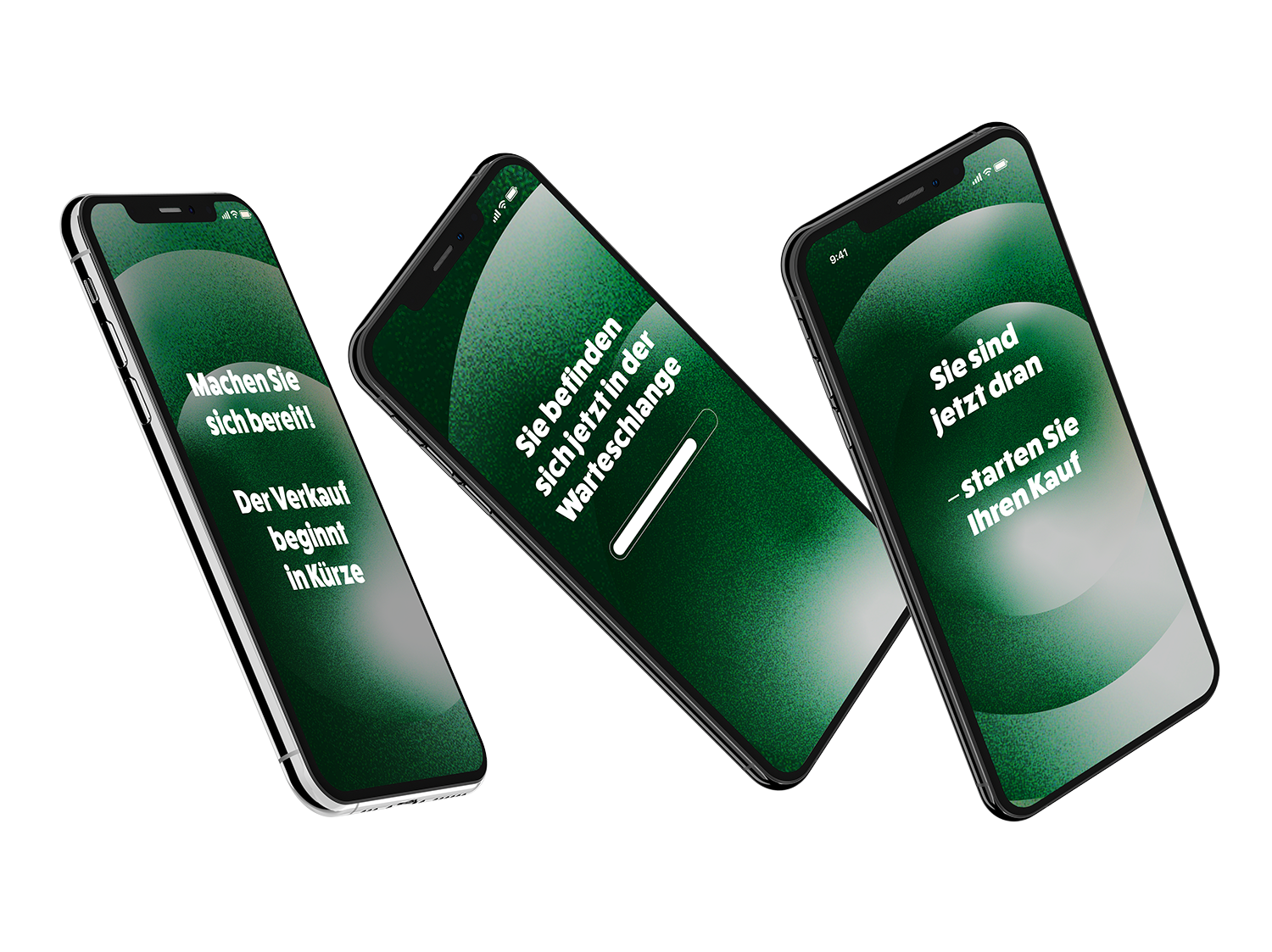 3d iphones hovering with queue pages displayed