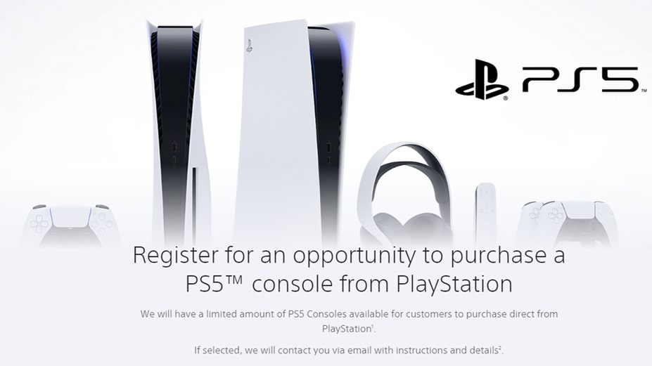 Sony PS5 sign up page