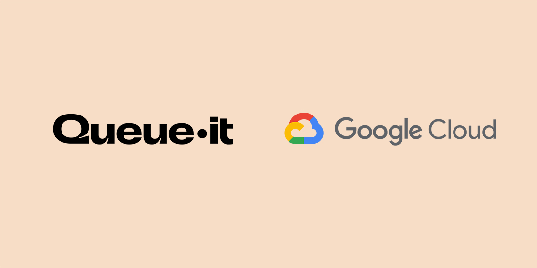 Queue-it & Google Cloud logos on beige background