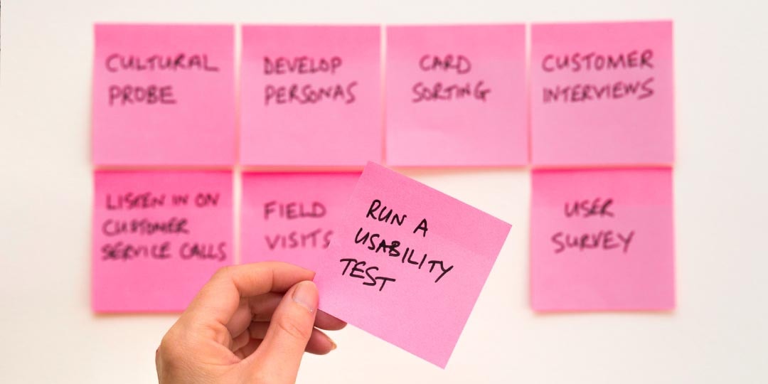 usability testing pink sticky notes