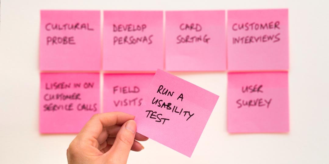 usability testing pink sticky notes