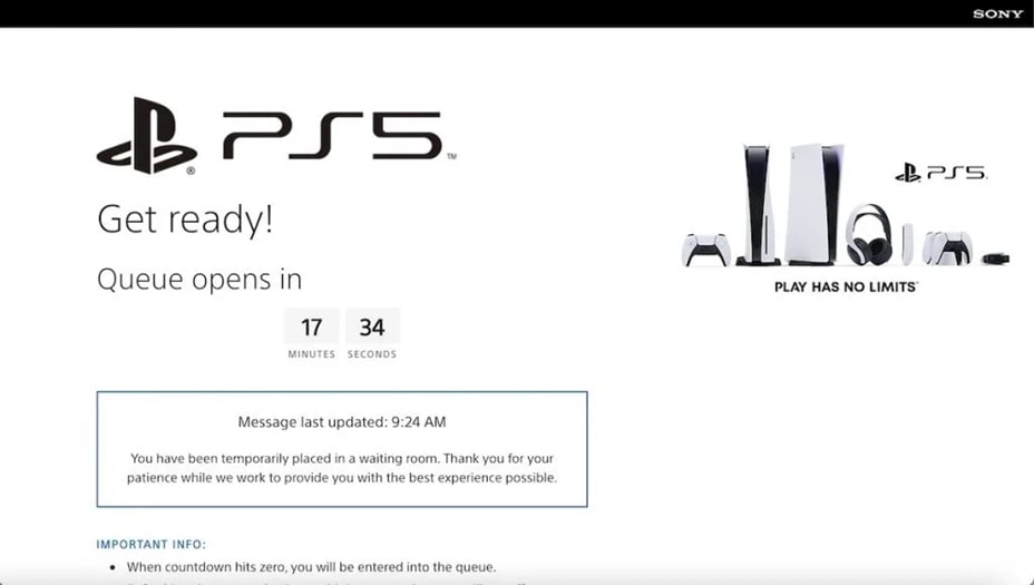 Sony PS5 pre-queue