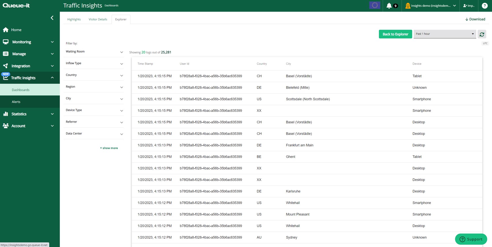 Traffic Insights log details