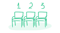 Numbered line behind a rope and stanchions