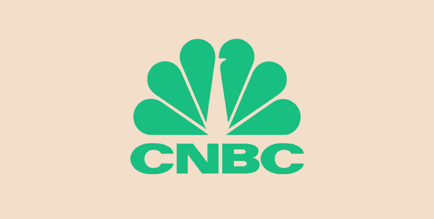 CNBC logo on beige background