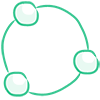 Three dots connected by a circle
