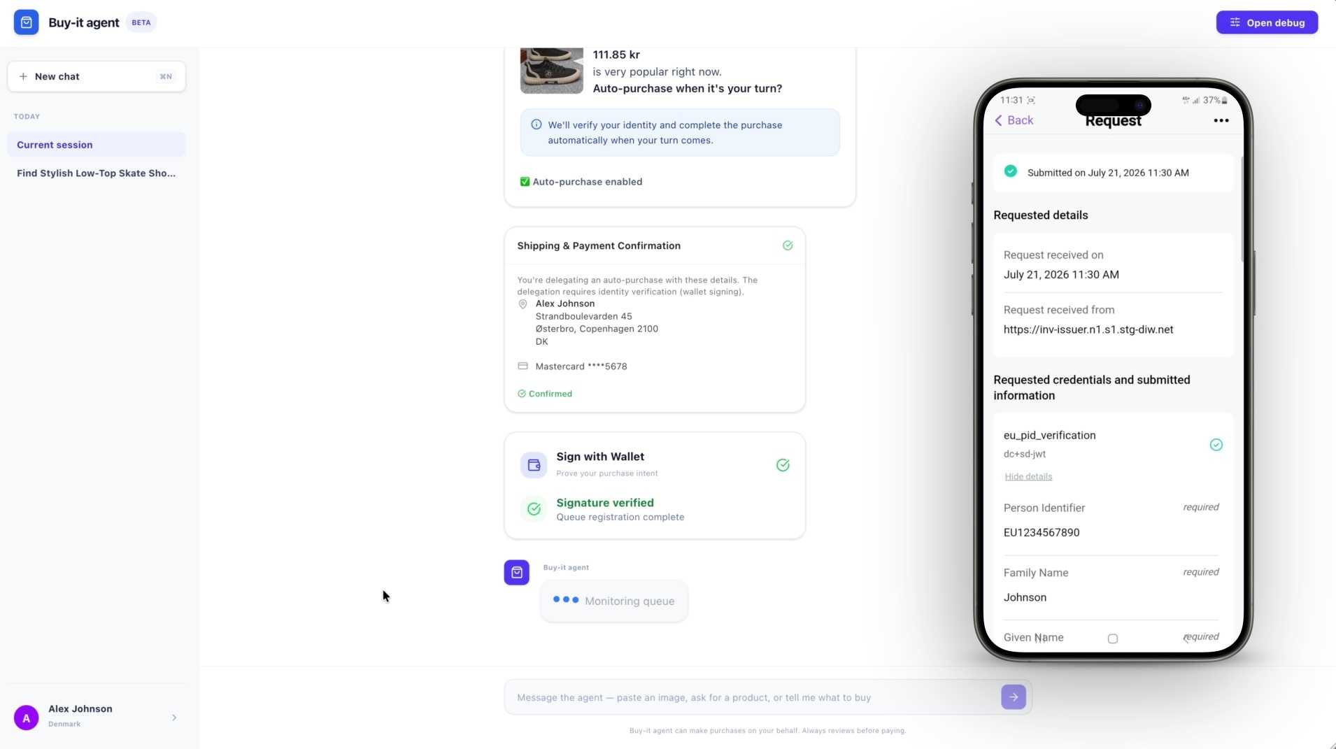 AI agent authorization step