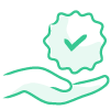 Hand holding positive reputation badge