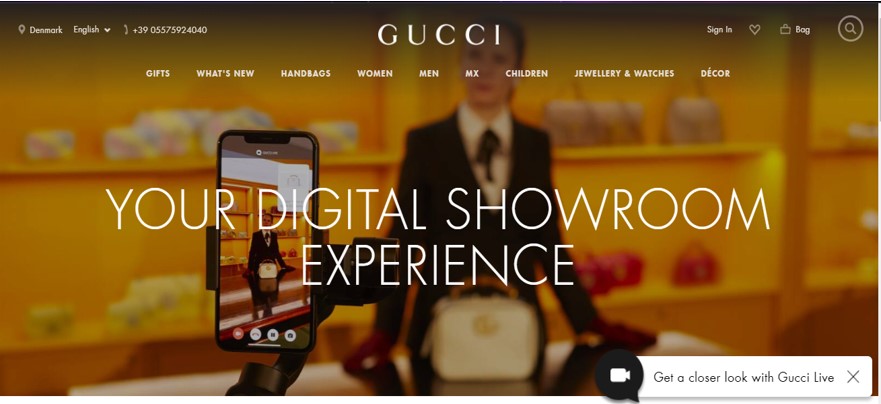 Gucci digital showroom experience