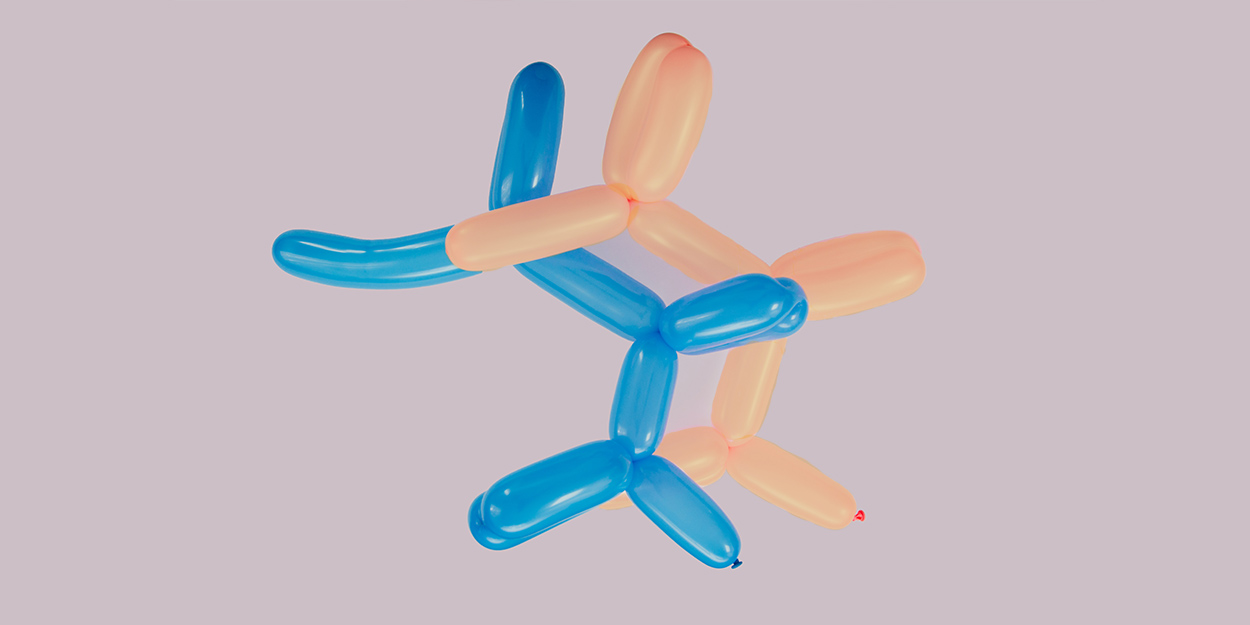 Blue & orange balloon animal shapes