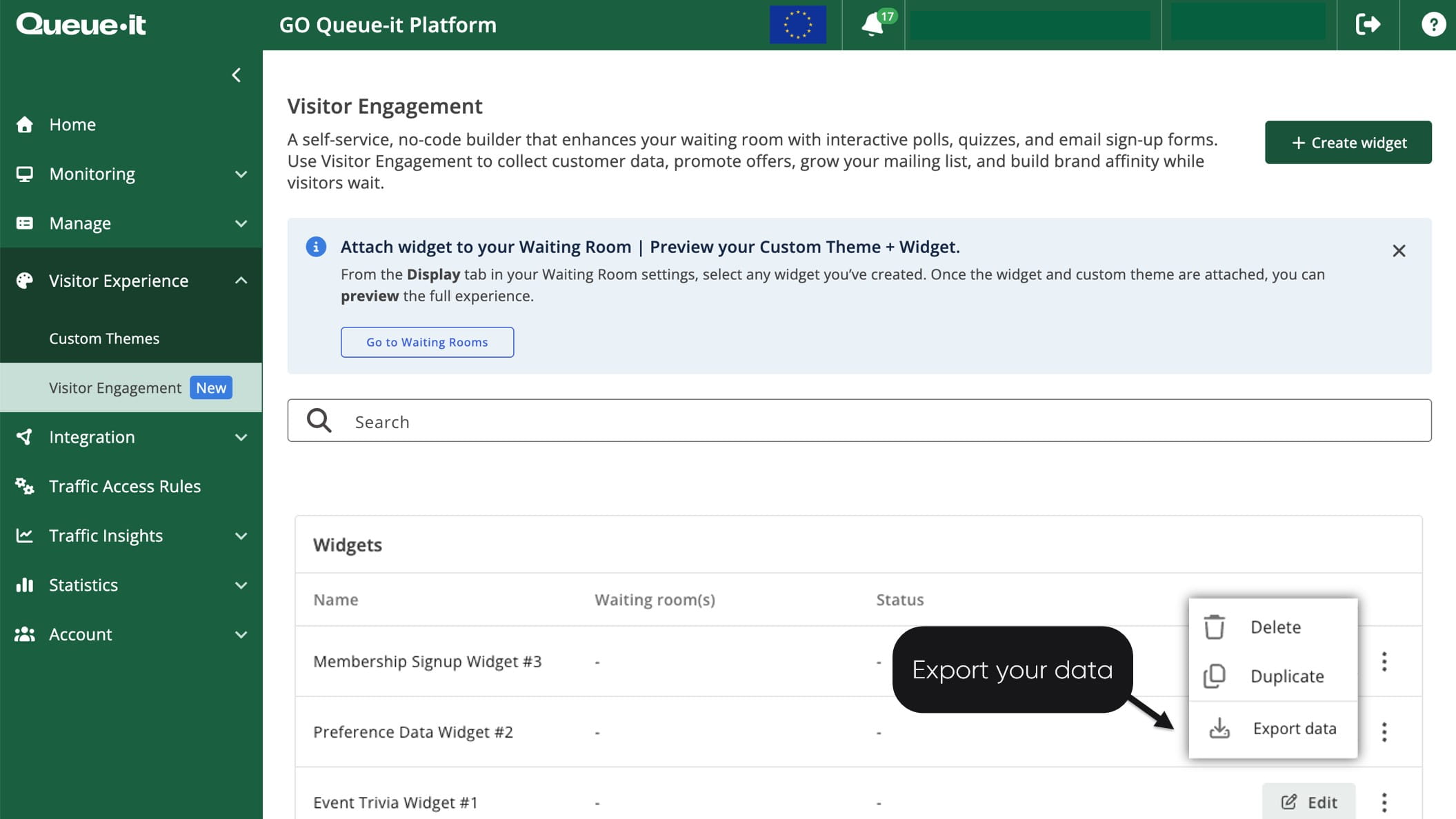 Export your data