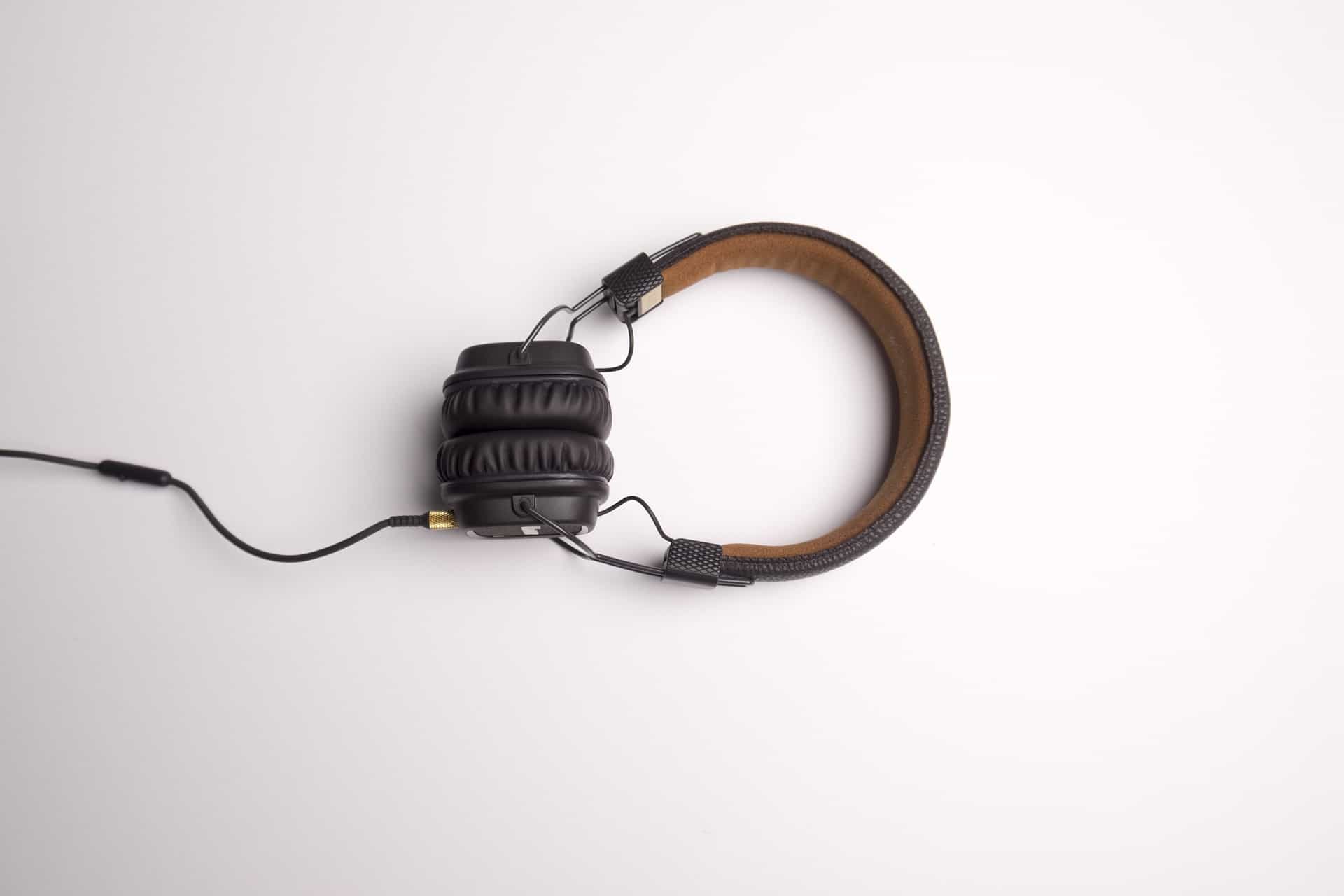 Headphones on white background