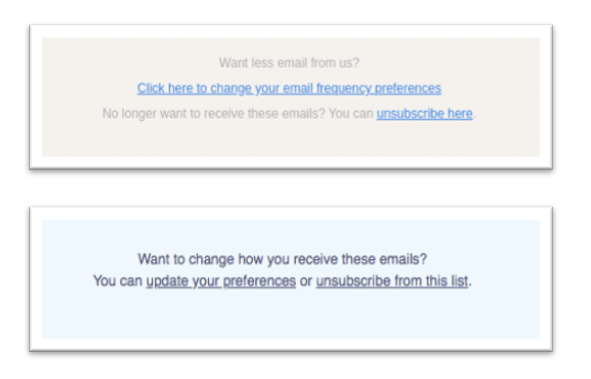 Emails with unsubscribe options