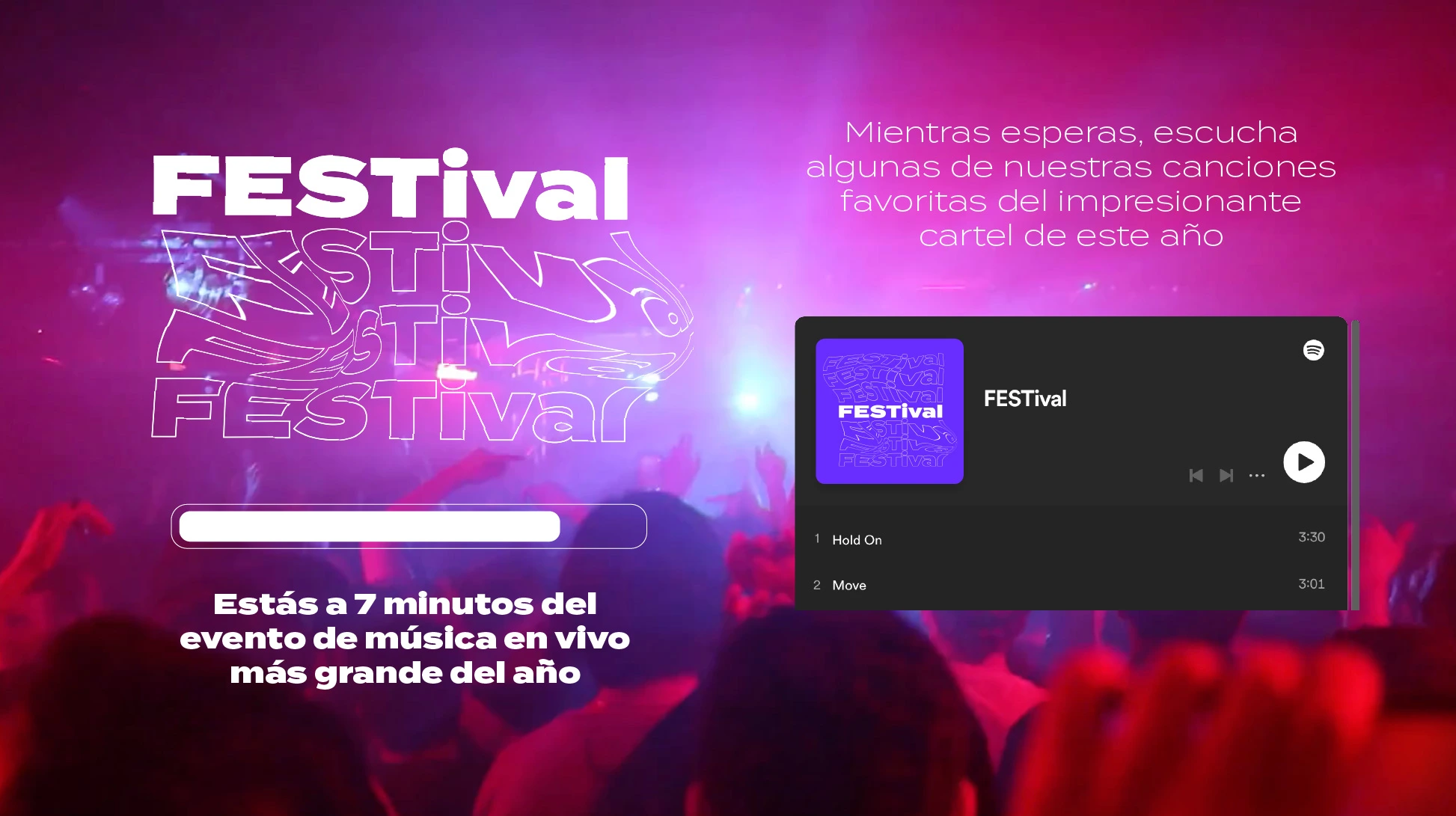 página de espera del festival