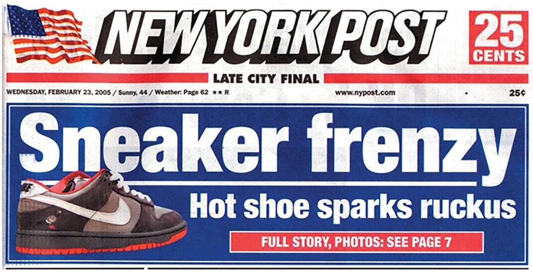 Newspaper headline: Sneaker Frenzy: Hot shoe sparks ruckus