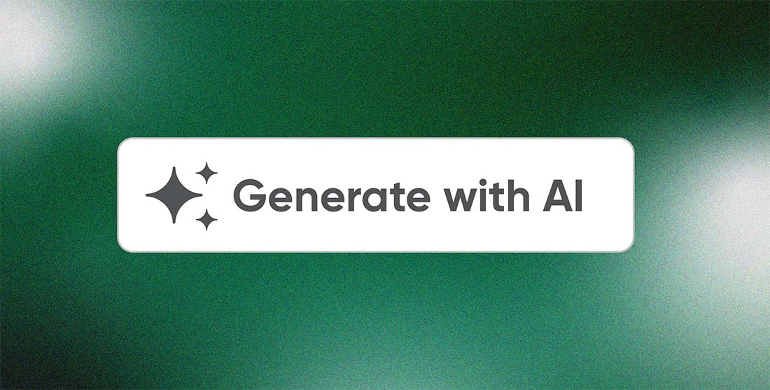 Generate with AI button for Queue-it custom themes on green gradient background