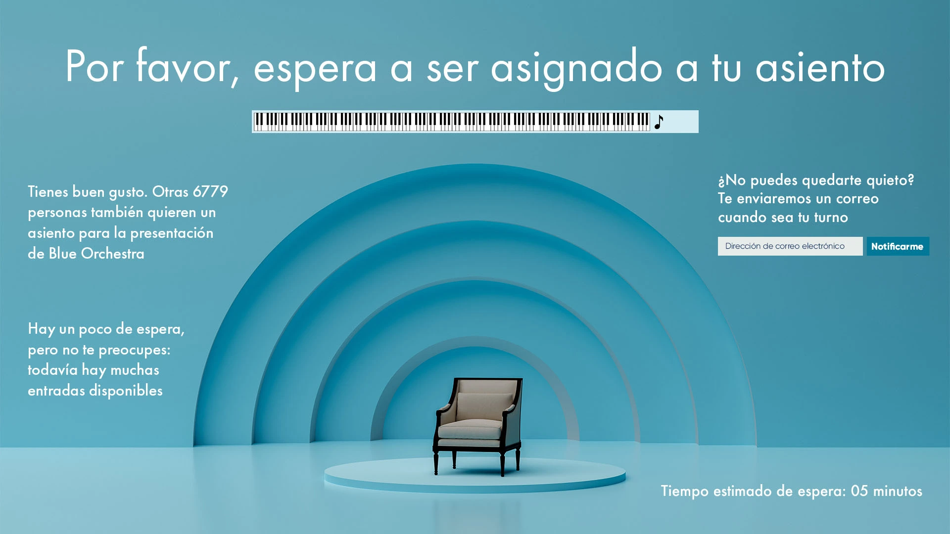 página de espera para entradas de la orquesta