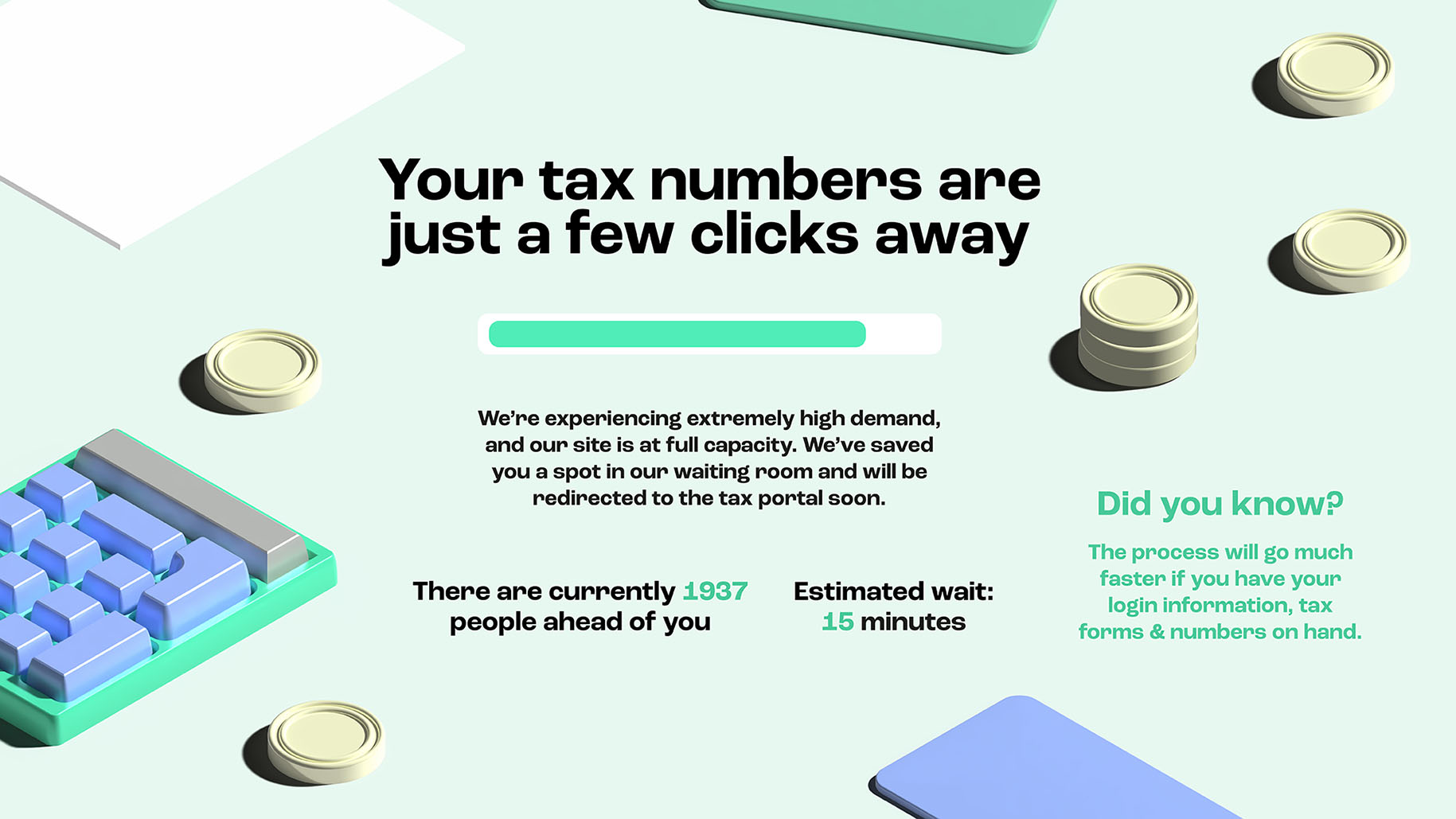 Tax virtual waiting room page